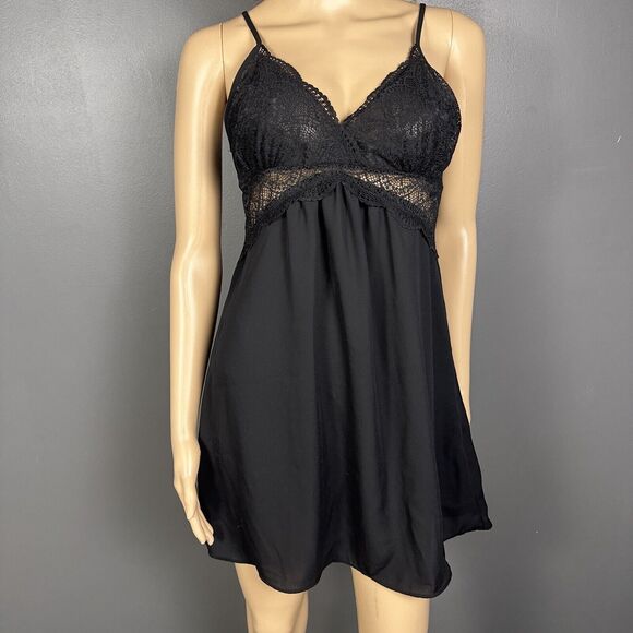 INC International Concepts Intimates Black Chemise Size Small Chiffon Nighty - Picture 1 of 7